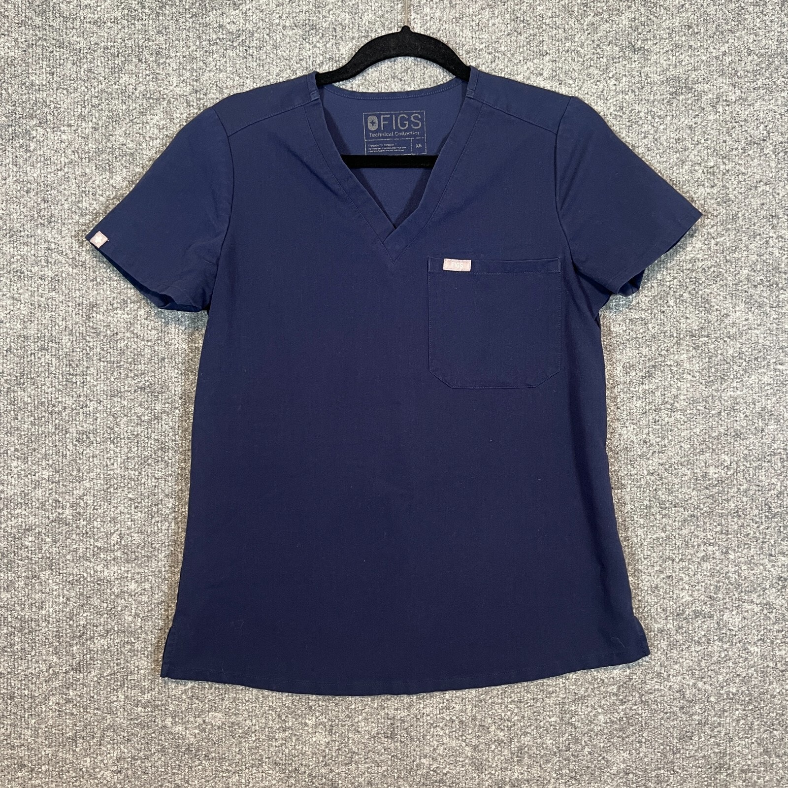 Figs Scrub Shirt Womens Xs Blue Vneck Short Sleeve Medical Uniform Stretch